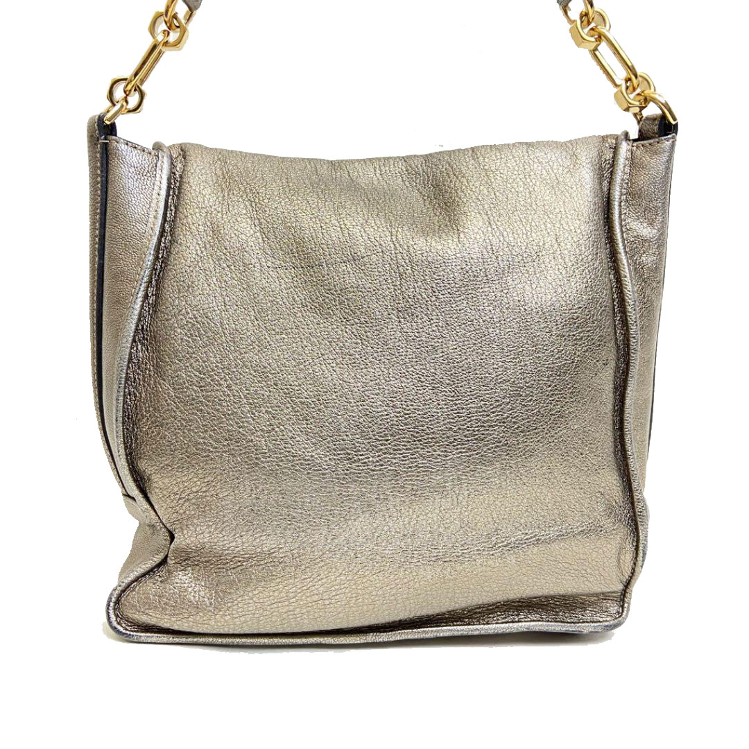 LOEWE ロエベ 2WAY ショルダーバッグ アナグラム レザー シャンパンゴールド系