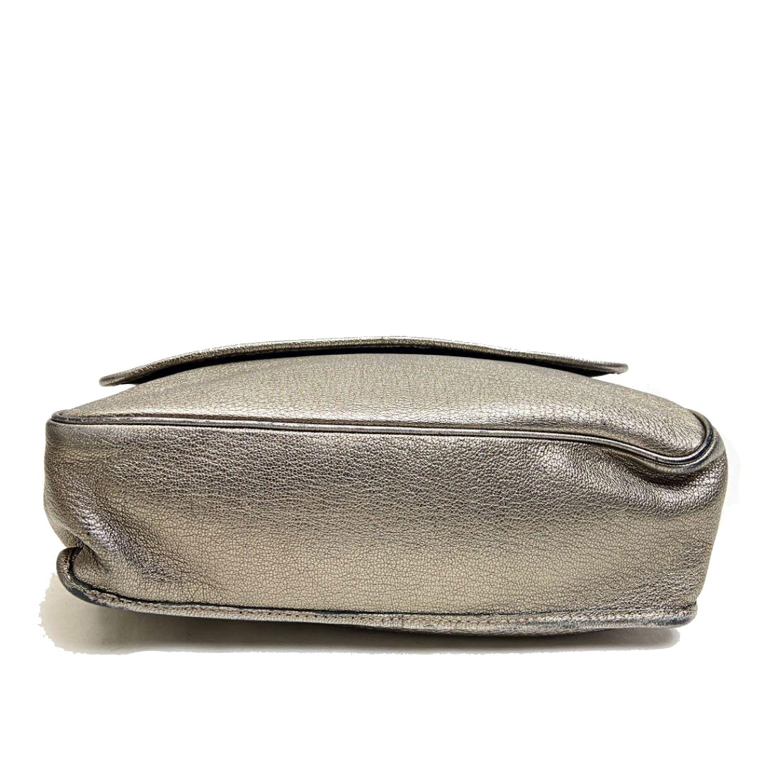 LOEWE ロエベ 2WAY ショルダーバッグ アナグラム レザー シャンパンゴールド系
