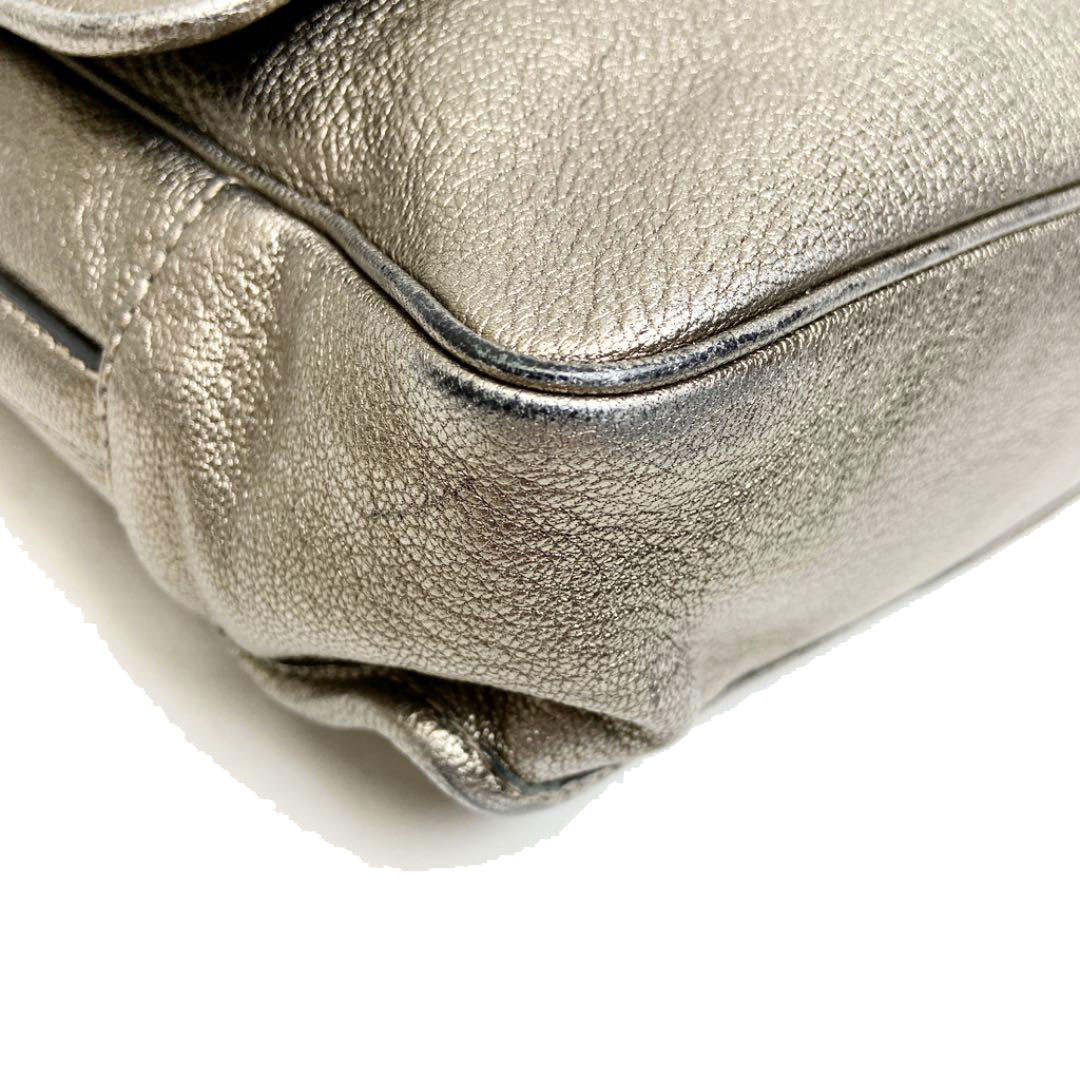 LOEWE ロエベ 2WAY ショルダーバッグ アナグラム レザー シャンパンゴールド系