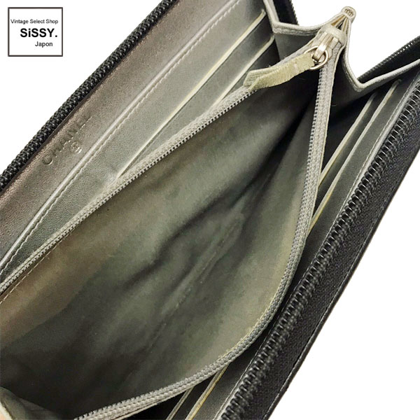 ■シャネル■ カメリア ラウンドファスナー ラムスキン 長財布 ブラック 16番台 【CHANEL】