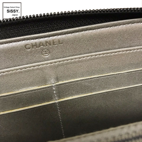 ■シャネル■ カメリア ラウンドファスナー ラムスキン 長財布 ブラック 16番台 【CHANEL】