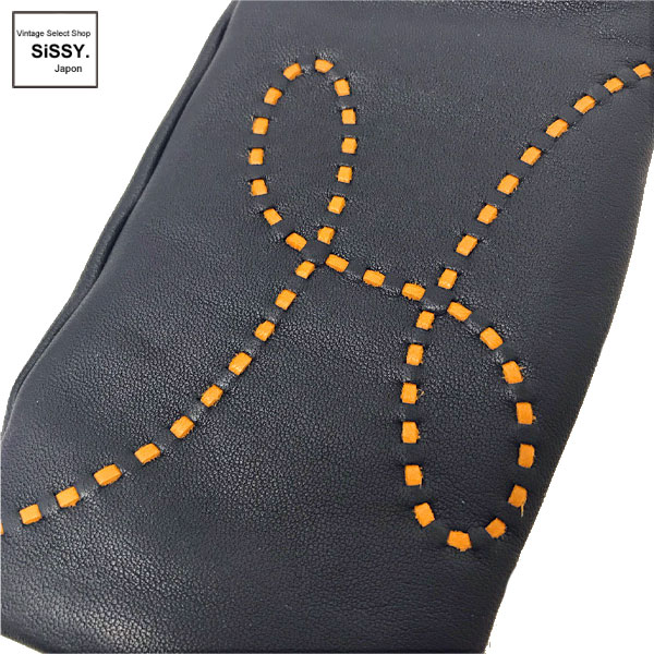 ■エルメス■ グローブ 手袋 リスボン ラムレザー/カシミア ブルーニュイ/アプリコット 7.5（21cm） 【HERMES】