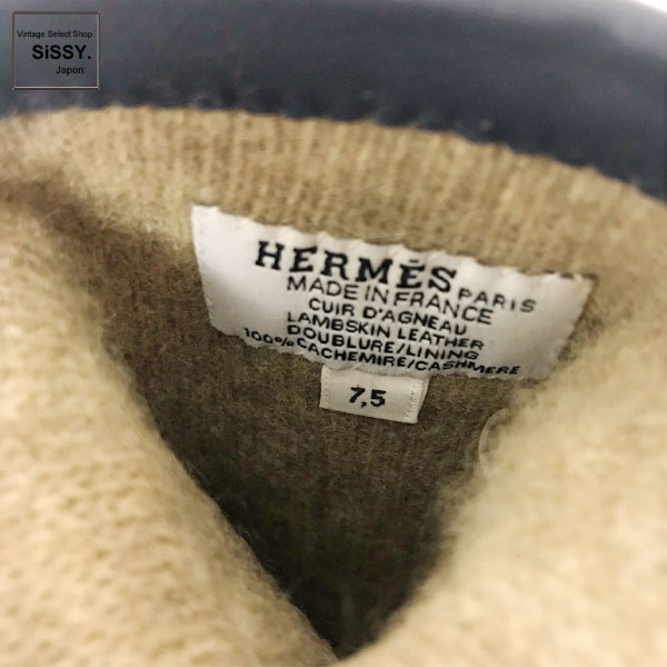 □エルメス□ グローブ 手袋 リスボン ラムレザー/カシミア