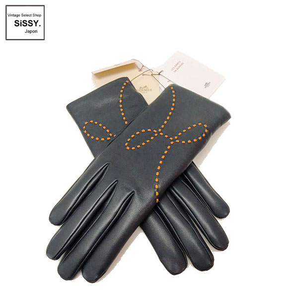 美品❤︎HERMES エルメス リスボン ラムレザー グローブ 手袋 □エルメス□ グローブ 手袋 リスボン ラムレザー/カシミア