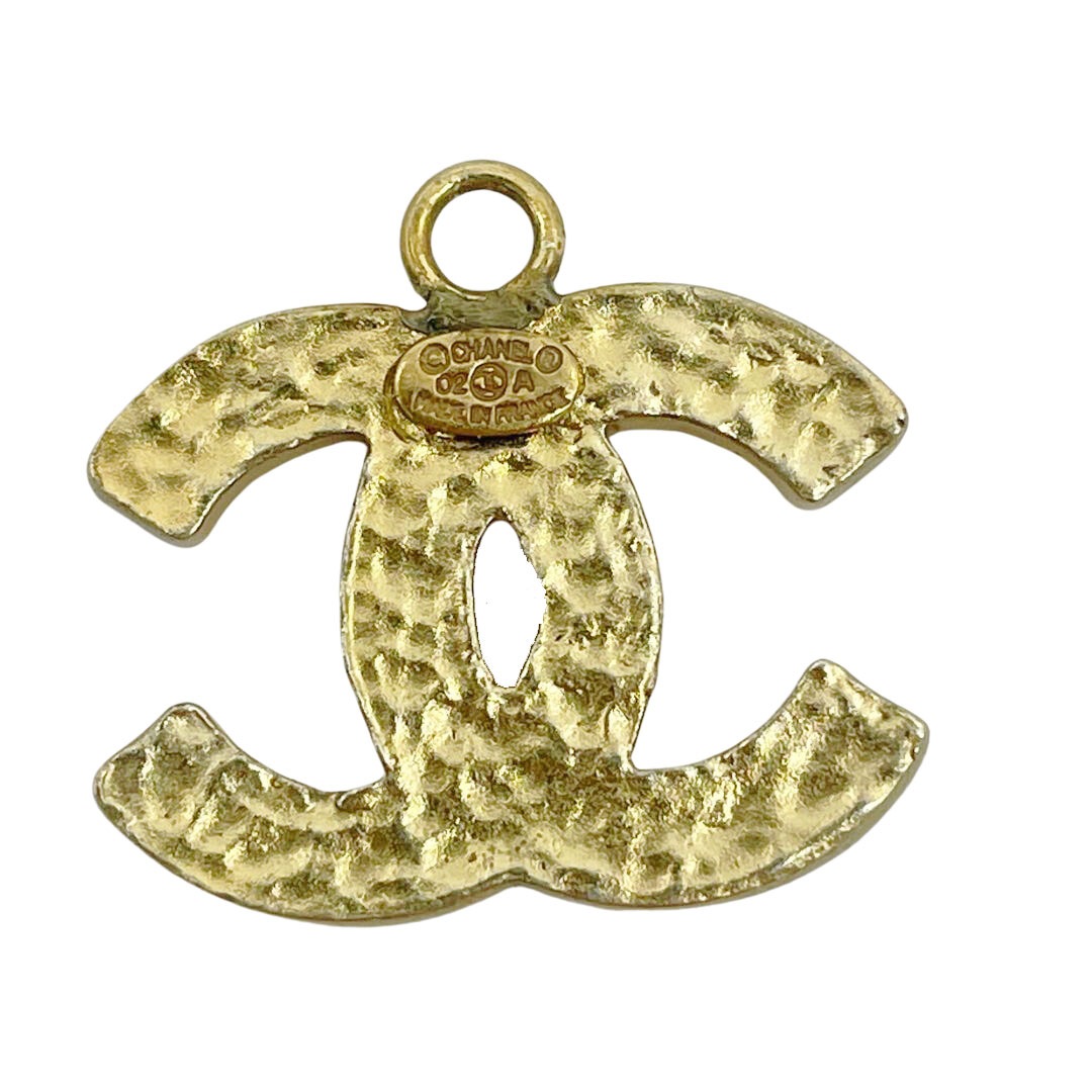 CHANEL シャネル フープピアス  ココマーク ハット ブラック ゴールド 02A