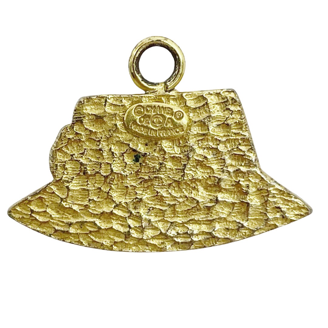 CHANEL シャネル フープピアス  ココマーク ハット ブラック ゴールド 02A