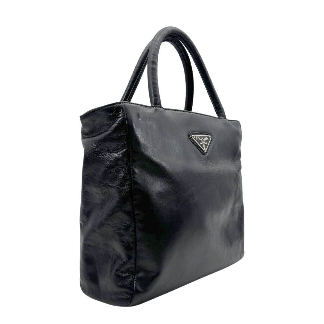 【希少品・訳あり品】ヴィンテージ PRADA ブラック ハンドバッグ イタリア製 PRADA プラダ ヴィンテージ ハンドバッグ レザー ブラック B5949