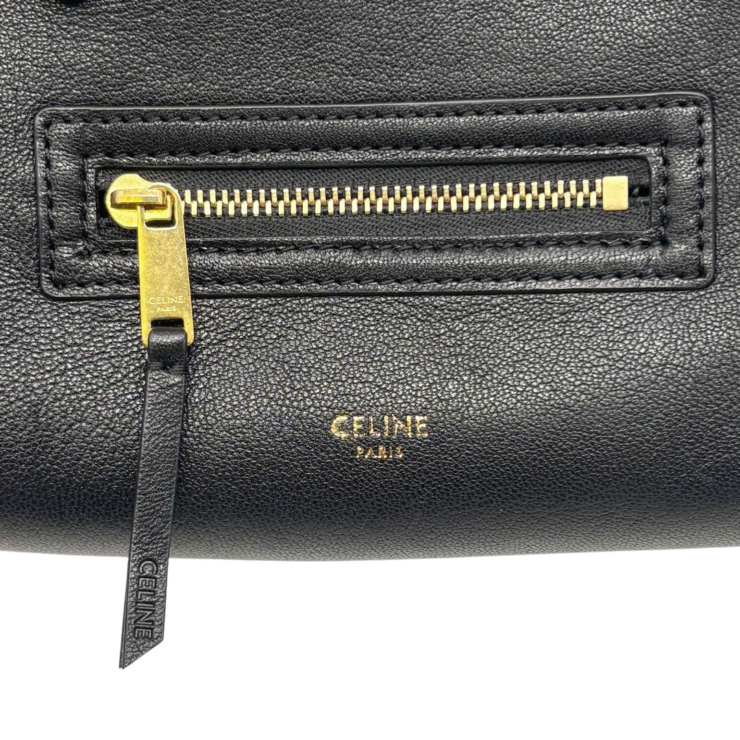 CELINE セリーヌ リトルラゲージ ニューラゲージ 2WAYハンドバッグ グレインドカーフスキン ブラック/ゴールド金具 2026SS