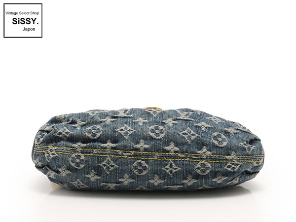 ルイヴィトン ■LOUIS VUITTON■ ショルダー ハンドバッグ モノグラムデニム ミニ プリーティ キャンバス レザー ブルー Ｍ95050