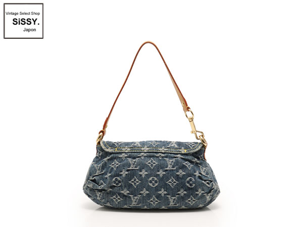 ルイヴィトン ■LOUIS VUITTON■ ショルダー ハンドバッグ モノグラムデニム ミニ プリーティ キャンバス レザー ブルー Ｍ95050