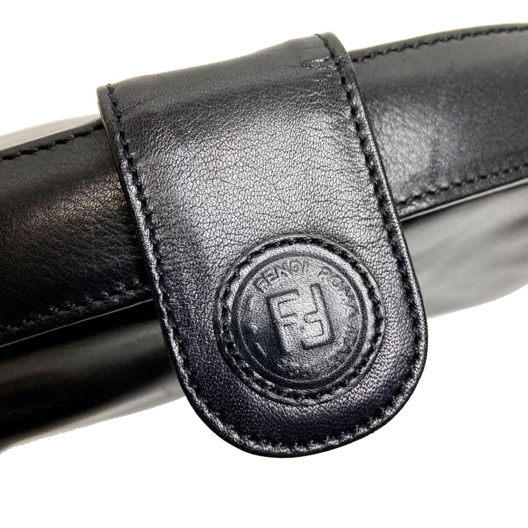 FENDI フェンディ 2WAYショルダーバッグ レザー ブラック ゴールド金具