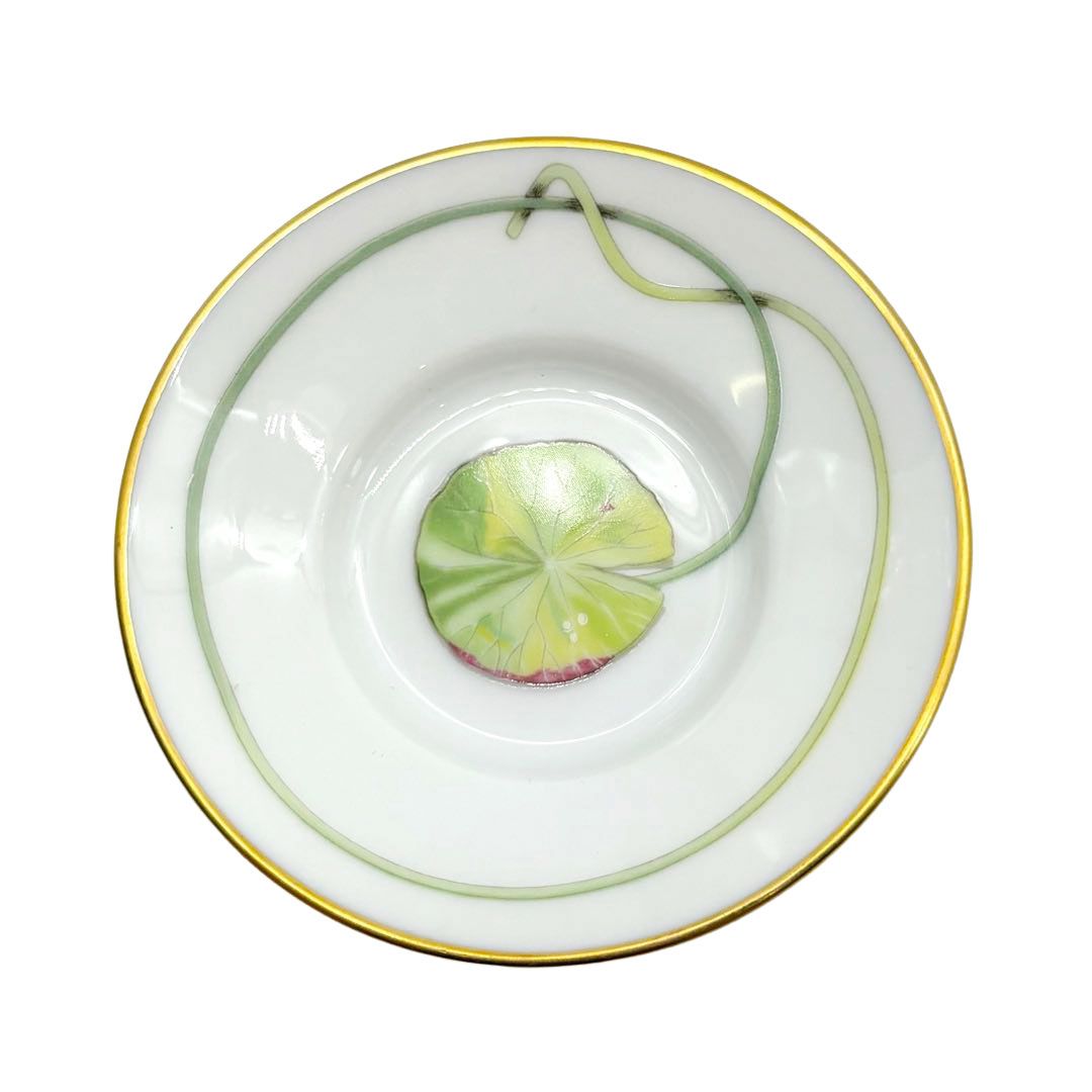 HERMES エルメス 茶器 蓋/茶托付き 湯呑み カップ ナイルの庭 ホワイト グリーン 陶器