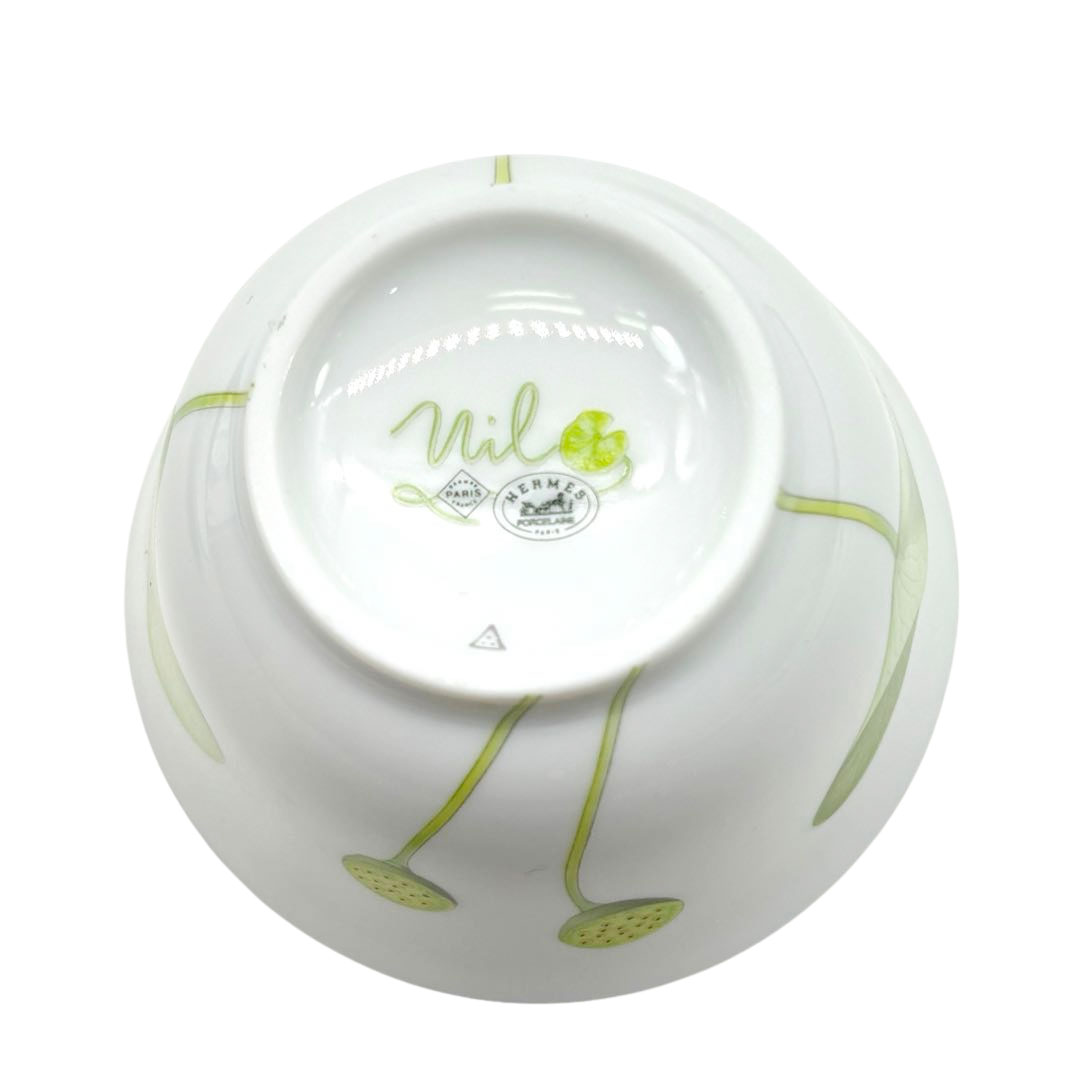 HERMES エルメス 茶器 蓋/茶托付き 湯呑み カップ ナイルの庭 ホワイト グリーン 陶器