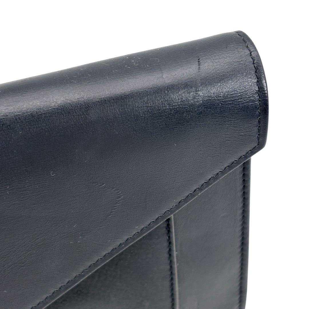 CELINE セリーヌ ポケット ラージ フラップ オン チェーンウォレット 財布 レザー ブラック/ゴールド金具