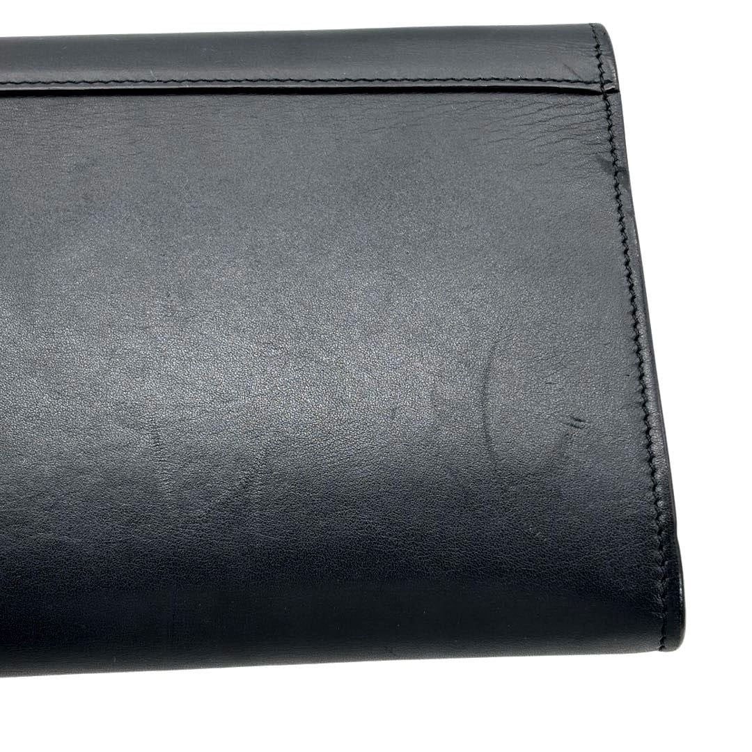 CELINE セリーヌ ポケット ラージ フラップ オン チェーンウォレット 財布 レザー ブラック/ゴールド金具