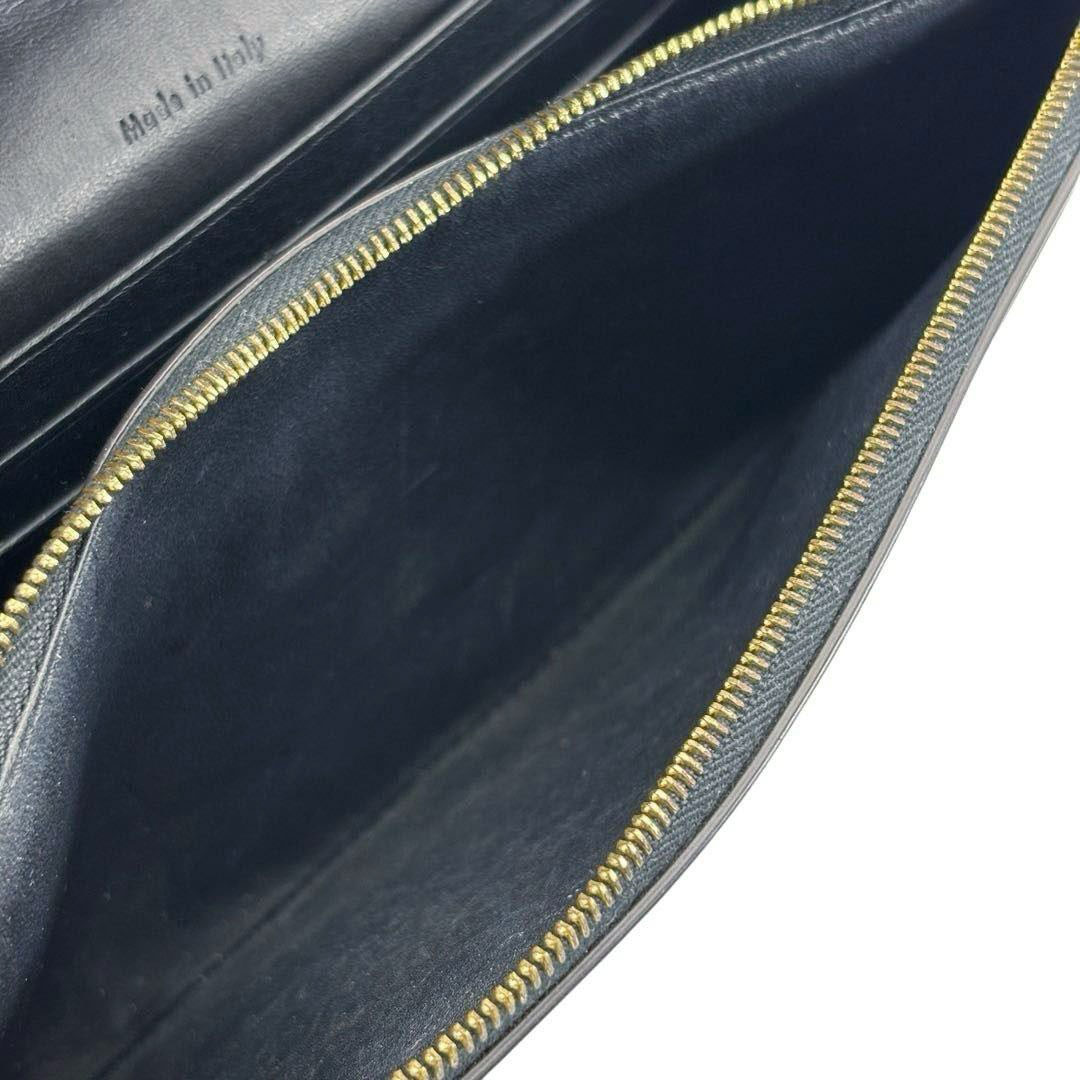 CELINE セリーヌ ポケット ラージ フラップ オン チェーンウォレット 財布 レザー ブラック/ゴールド金具