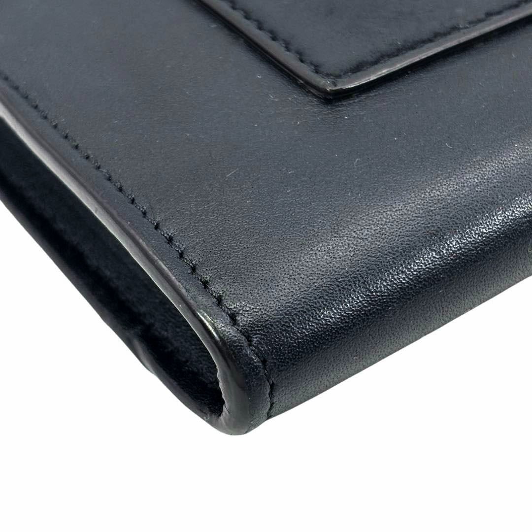 CELINE セリーヌ ポケット ラージ フラップ オン チェーンウォレット 財布 レザー ブラック/ゴールド金具