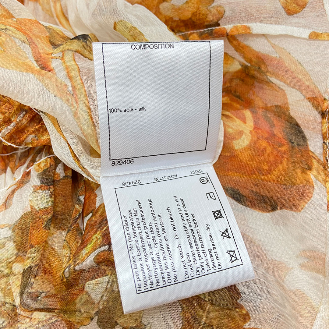 CHANEL シャネル シフォン 長袖ブラウス シルク 36 フクロウボタン P57975