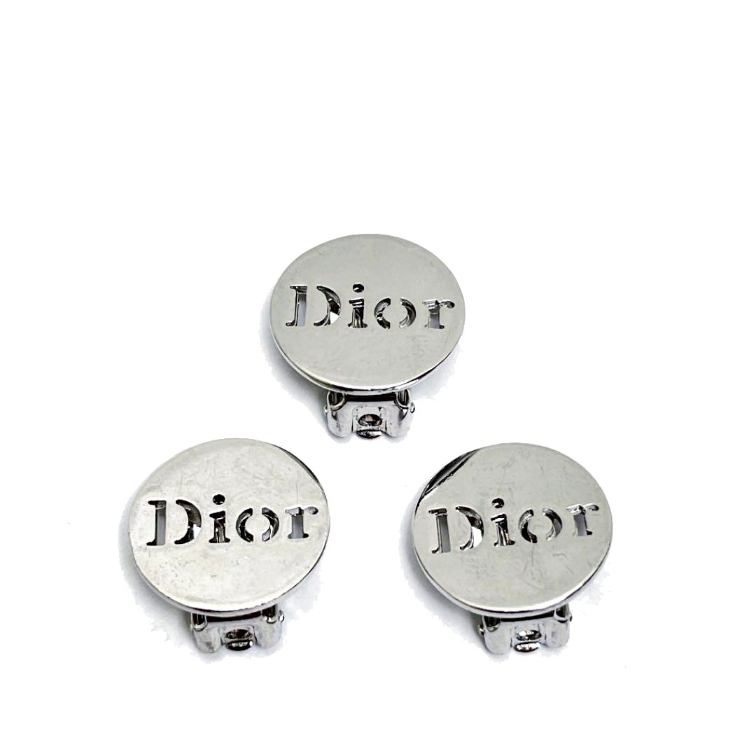Christian Dior クリスチャンディオール イヤリング ロゴ メタル シルバー 3点セット