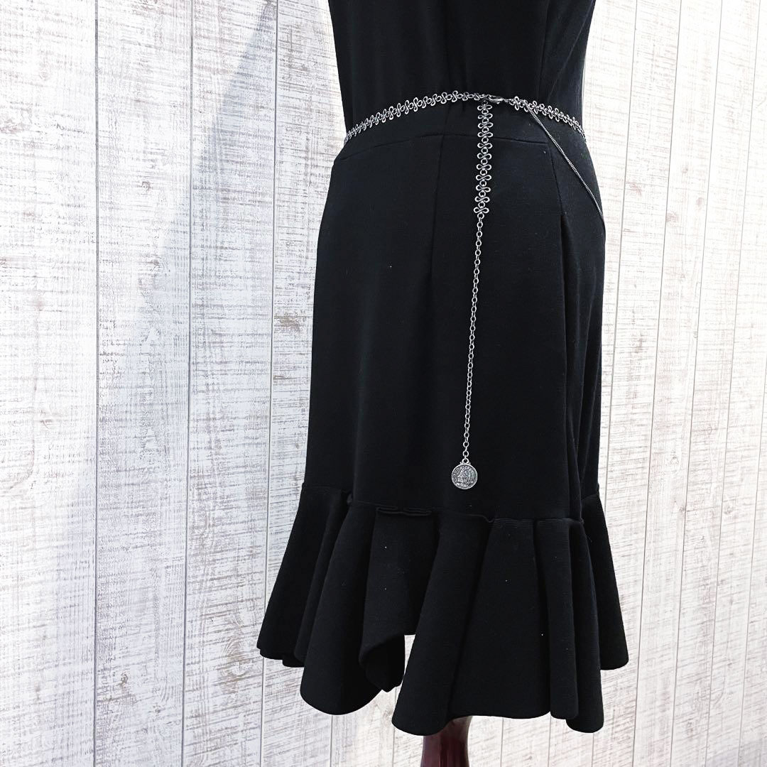 CHANEL シャネル ロングチェーンベルト メダリオン ココマーク マドモアゼル いぶしシルバー 03P