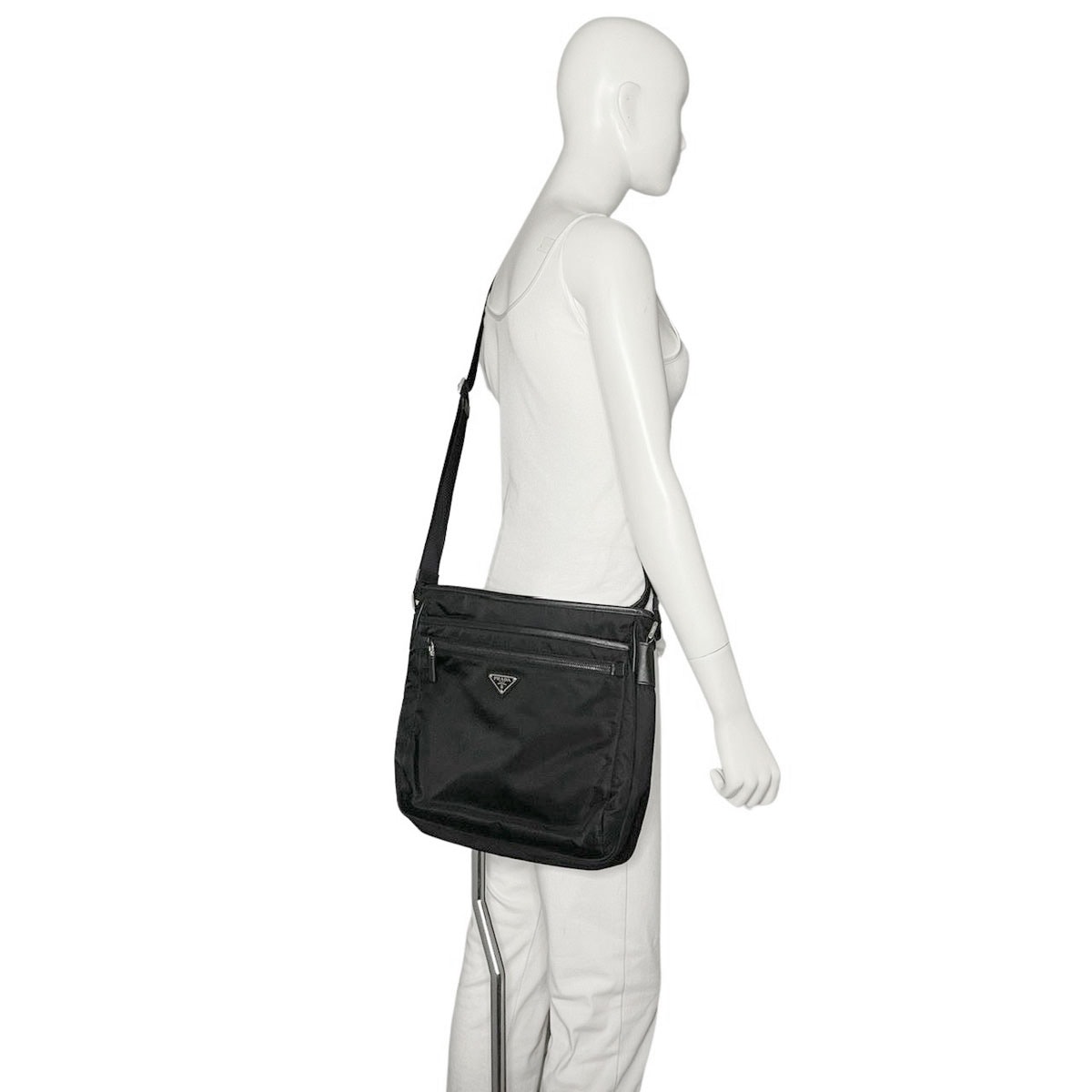 PRADA プラダ 斜め掛けショルダーバッグ ナイロン レザー ブラック