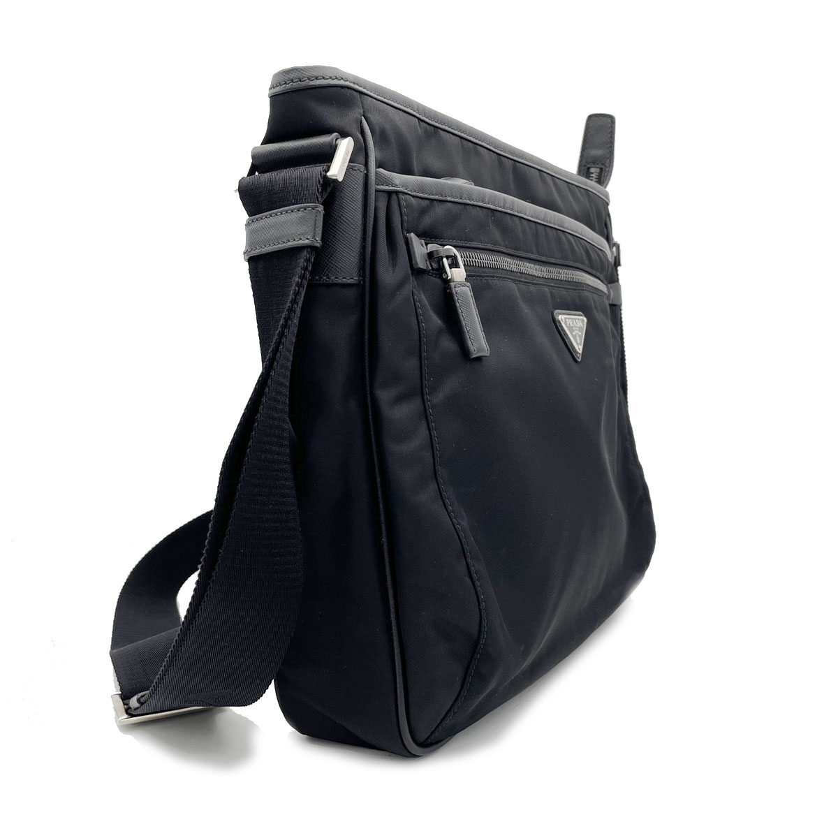プラダ ショルダーバッグ VA953M 6231127 PRADA プラダ 斜め掛けショルダーバッグ ナイロン レザー ブラック