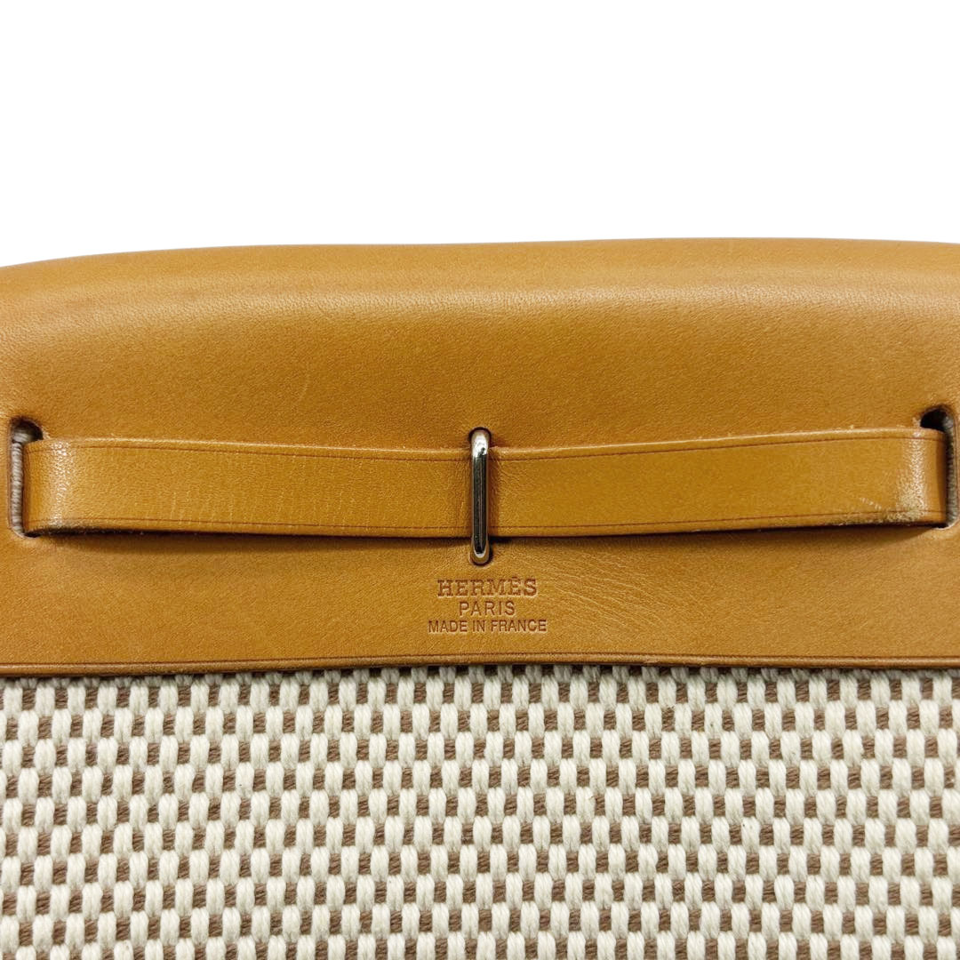 HERMES エルメス エールバッグTPM ショルダーバッグ トワルGM/トワルオフィシェ/カーフレザー ベージュ ナチュラル ブラック