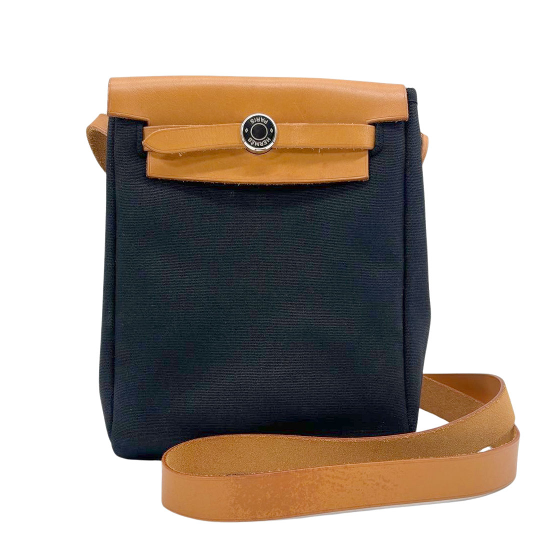 HERMES エルメス エールバッグTPM ショルダーバッグ トワルGM/トワルオフィシェ/カーフレザー ベージュ ナチュラル ブラック