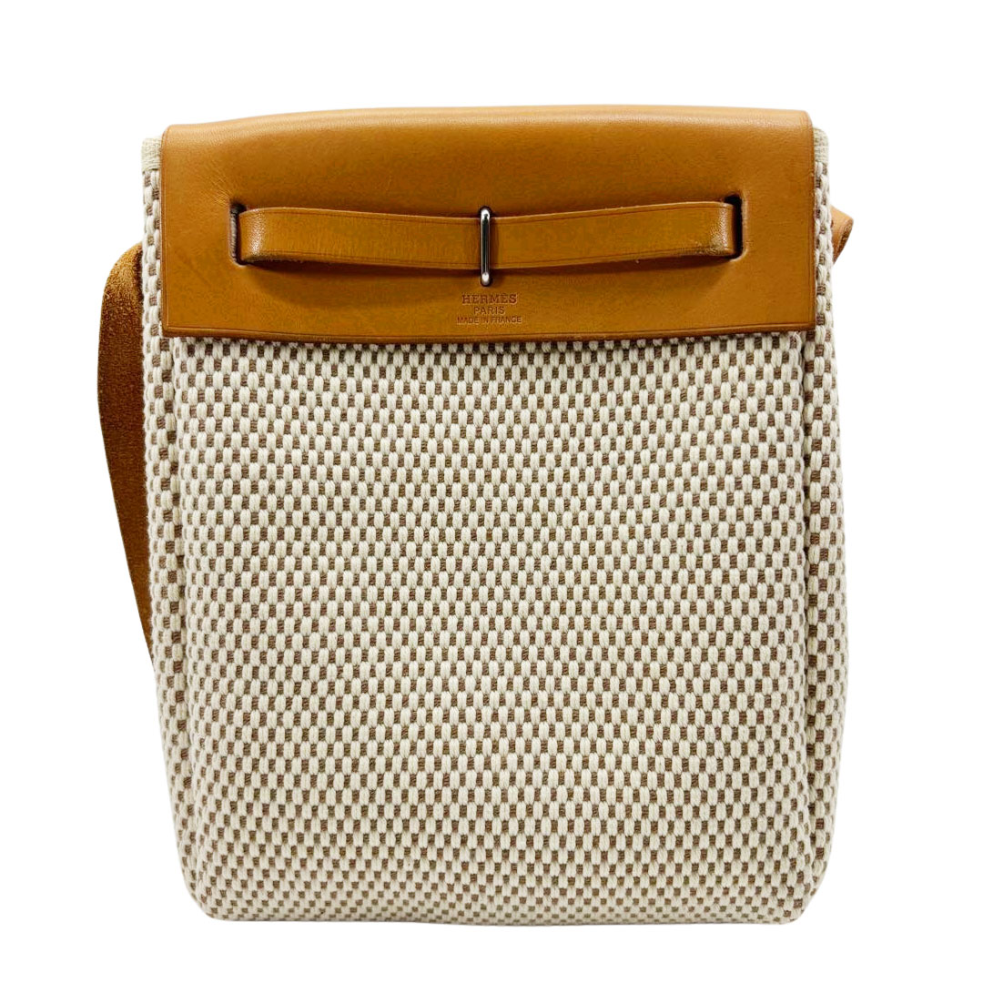 HERMES エルメス エールバッグTPM ショルダーバッグ トワルGM/トワルオフィシェ/カーフレザー ベージュ ナチュラル ブラック