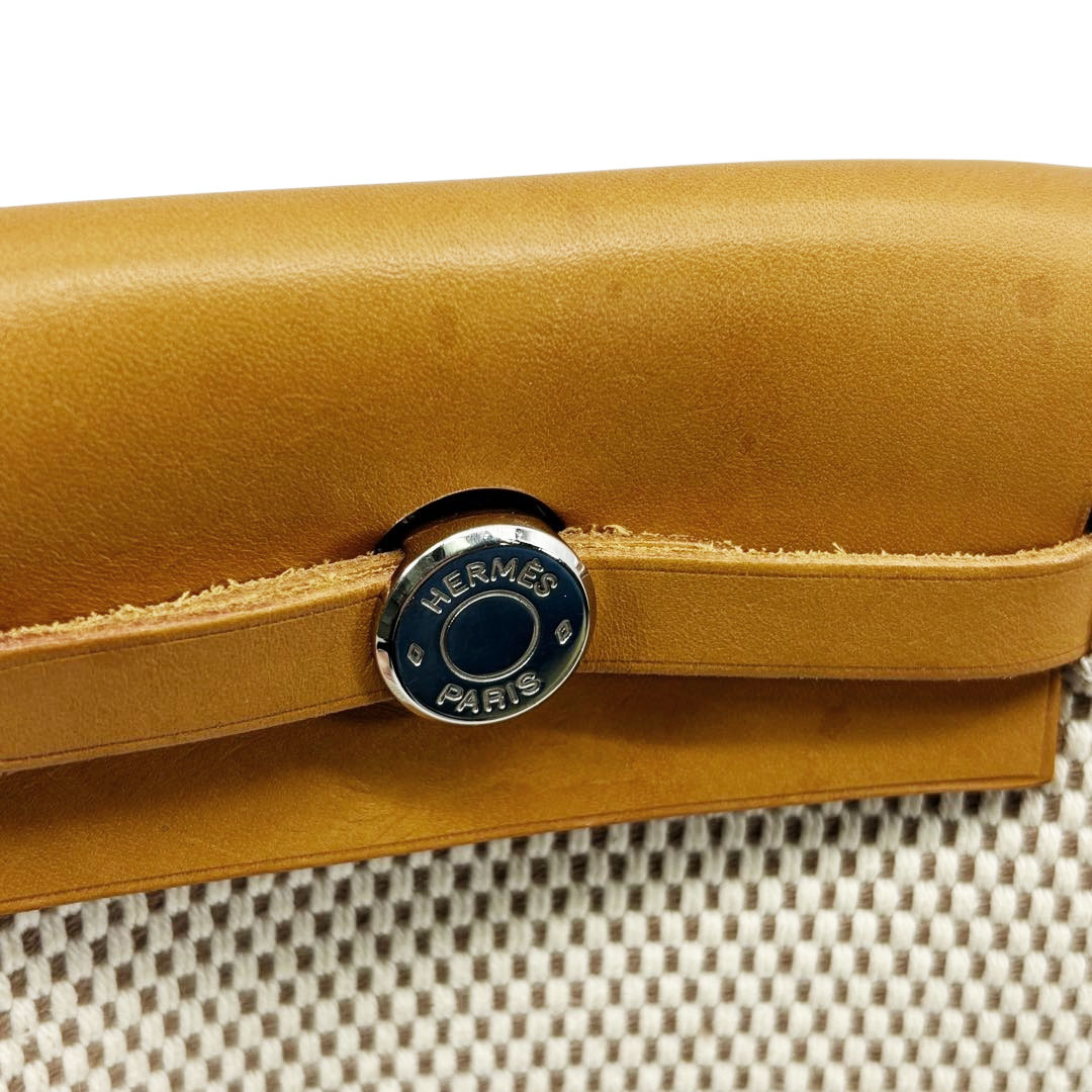 HERMES エルメス エールバッグTPM ショルダーバッグ トワルGM/トワルオフィシェ/カーフレザー ベージュ ナチュラル ブラック