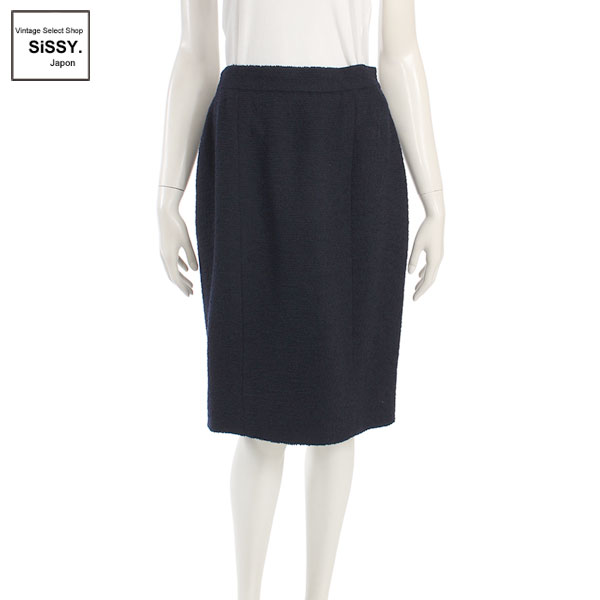 シャネル セットアップ スカートスーツ ウール100% ネイビー 40(M)
