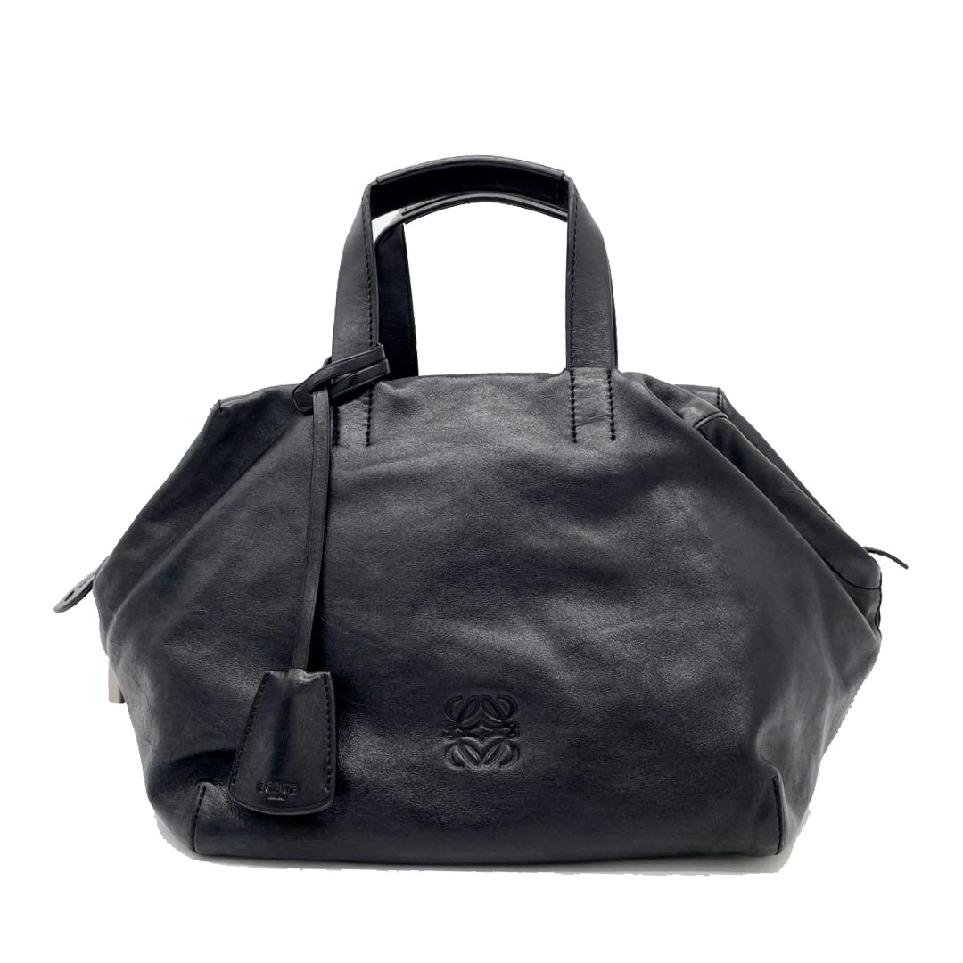 LOEWE ロエベ 2WAY ハンドバッグ レザー ブラック シルバー金具