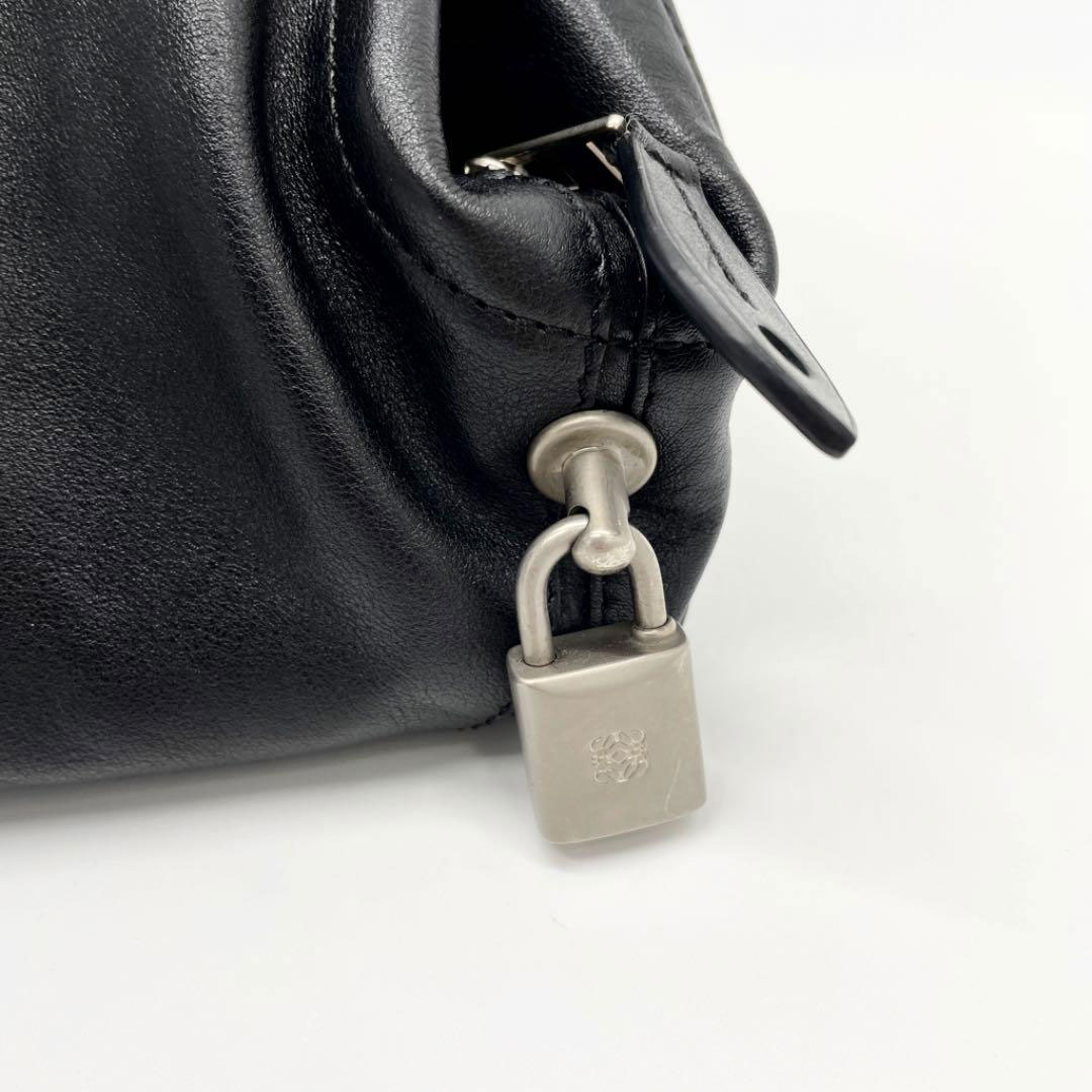 LOEWE ロエベ 2WAY ハンドバッグ レザー ブラック シルバー金具