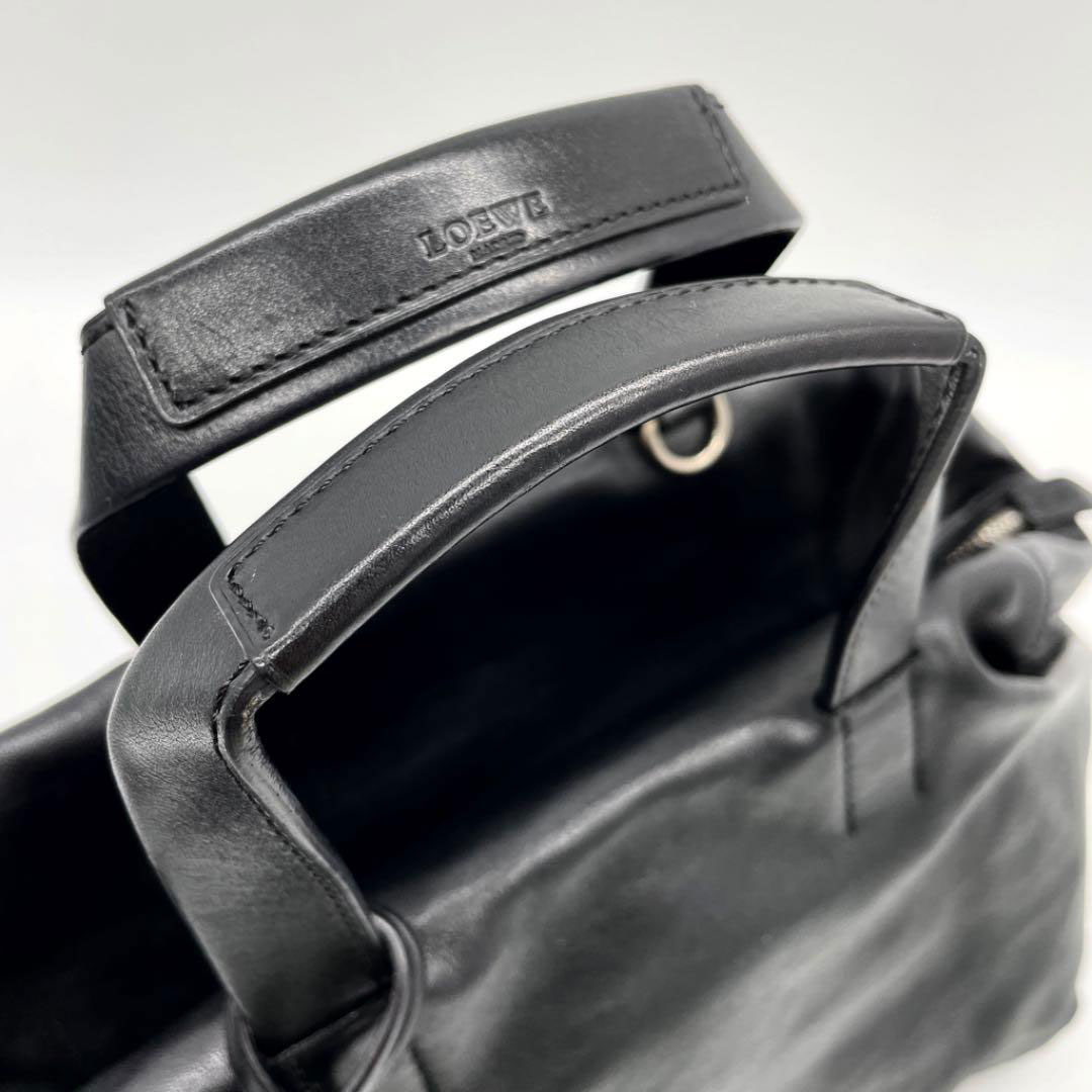 LOEWE ロエベ 2WAY ハンドバッグ レザー ブラック シルバー金具