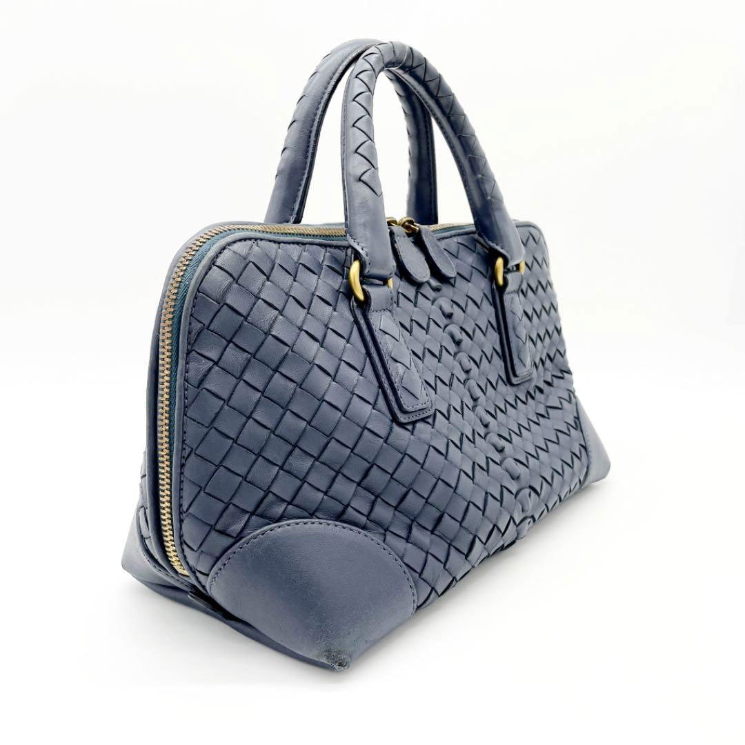 BOTTEGA VENETA ボッテガヴェネタ イントレチャート ハンドバッグ レザー ブルーグレー 192938