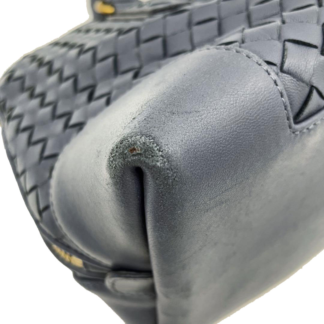 BOTTEGA VENETA ボッテガヴェネタ イントレチャート ハンドバッグ レザー ブルーグレー 192938