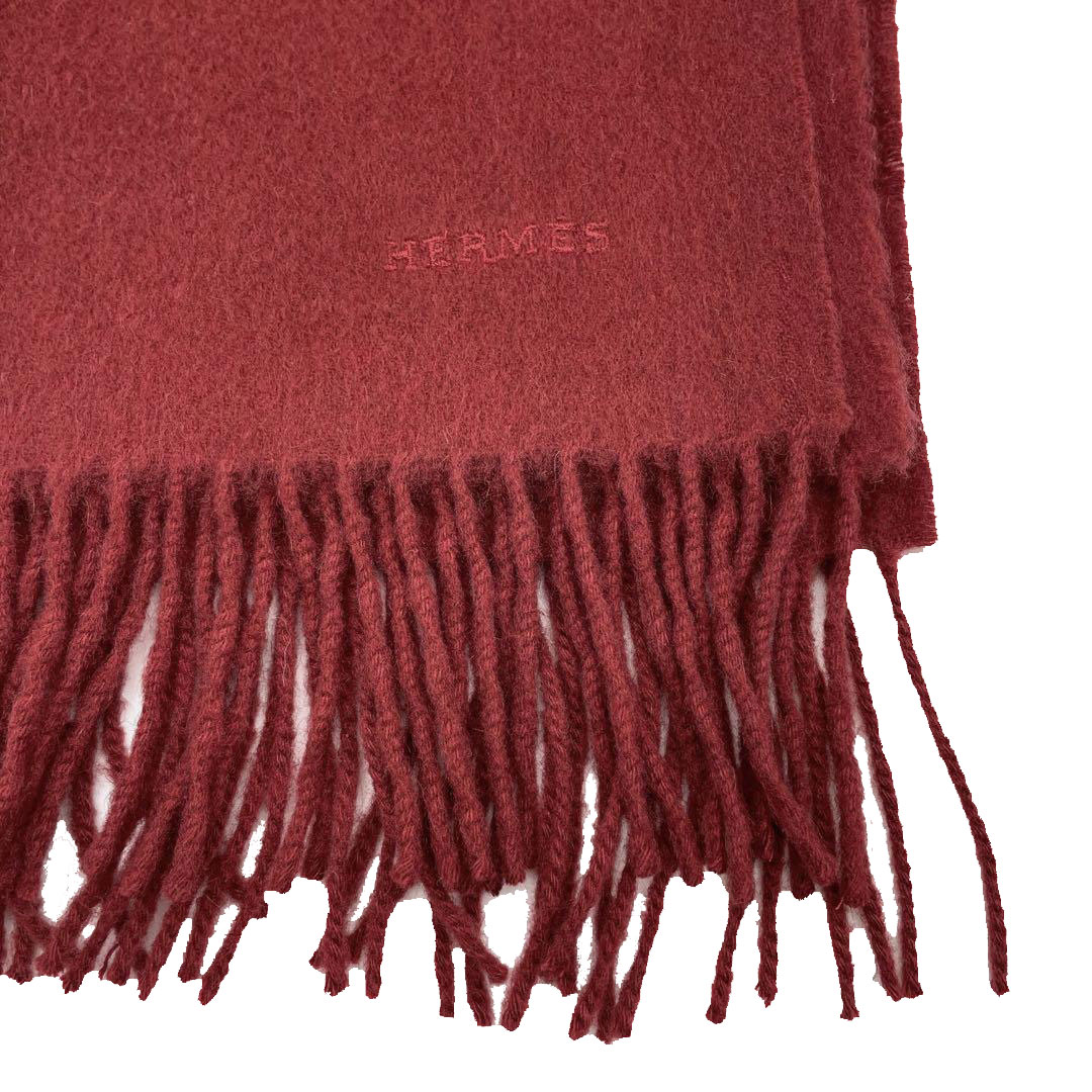 売り尽くし【美品】カシミヤマフラー ボルドー エルメス HERMES エルメス マフラー レクトヴェルソ カシミヤ100