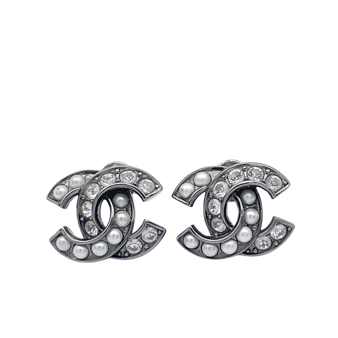 CHANEL シャネル ピアス ココマーク ラインストーン フェイクパール 