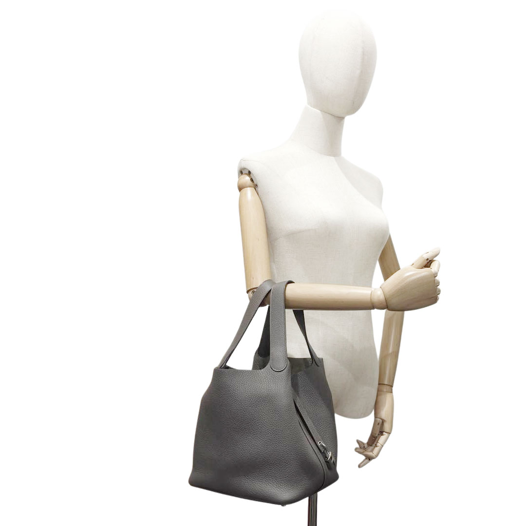 HERMES エルメス ハンドバッグ ピコタンロック22 MM トリヨンクレマンス エタン シルバー金具 C刻印