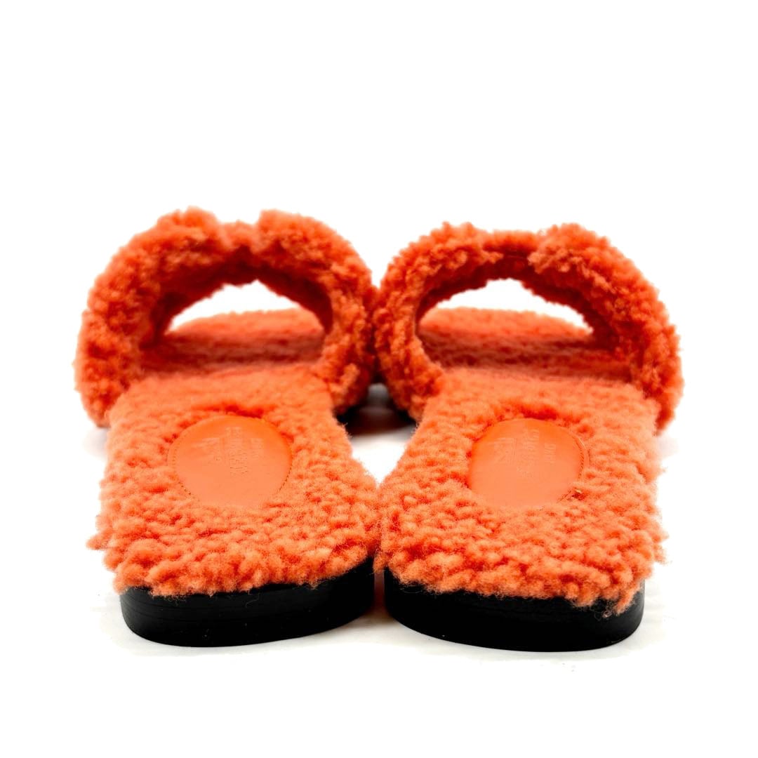 HERMES エルメス サンダル オラン ムートン シープスキン オレンジ 35