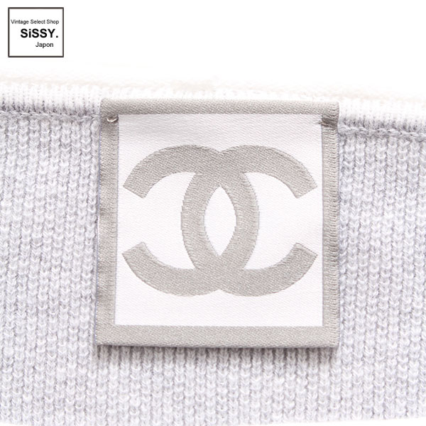 ■シャネル■ スポーツライン 長袖ニット ライトグレー ホワイト 08P 42(M) 【CHANEL】