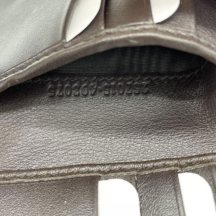 GUCCI グッチ Wホック 二つ折財布 GGキャンバス レザー プレート ベージュ ブラウン 257015