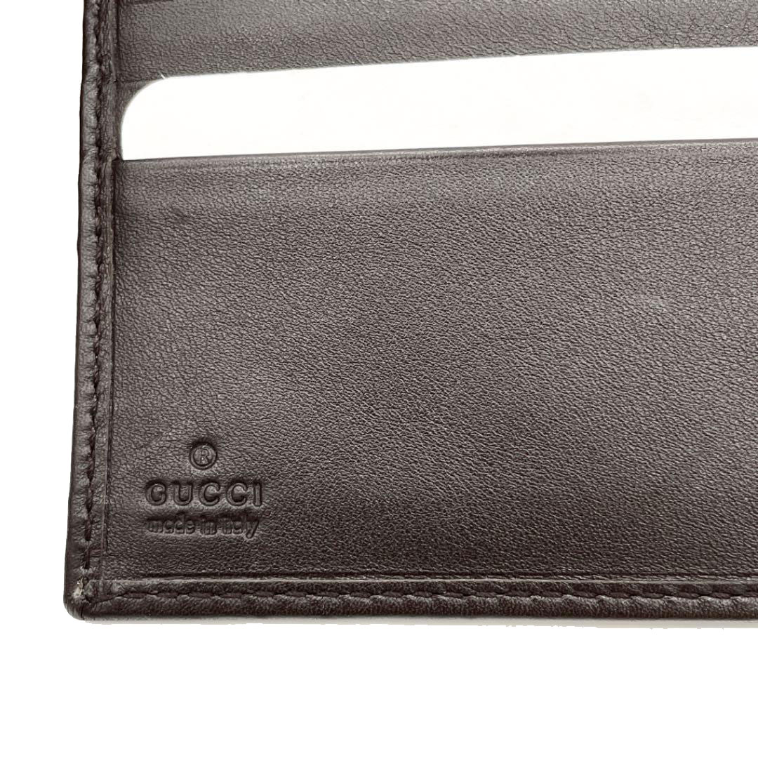 GUCCI グッチ Wホック 二つ折財布 GGキャンバス レザー プレート ベージュ ブラウン 257015