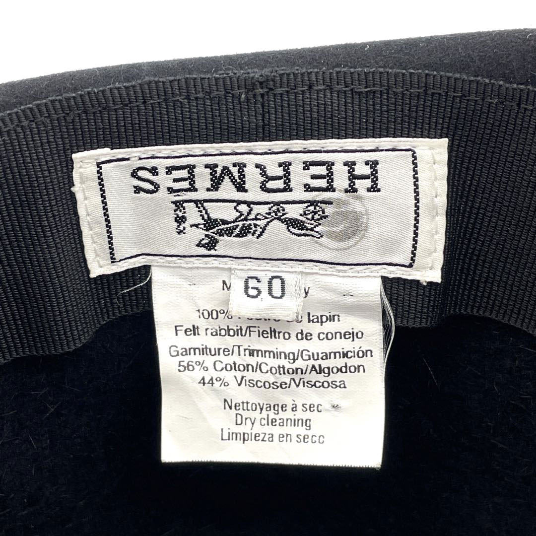 HERMES エルメス ハット 帽子 ベルトリボンデザイン 60 コットン/ビス