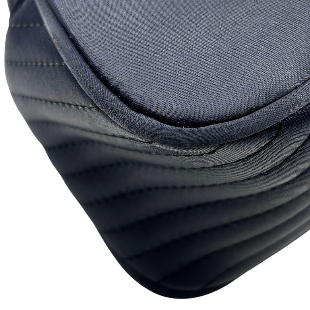 Yves Saint Laurent イヴサンローラン ミニハンドバッグ エンボスロゴ ナイロン ダークネイビー