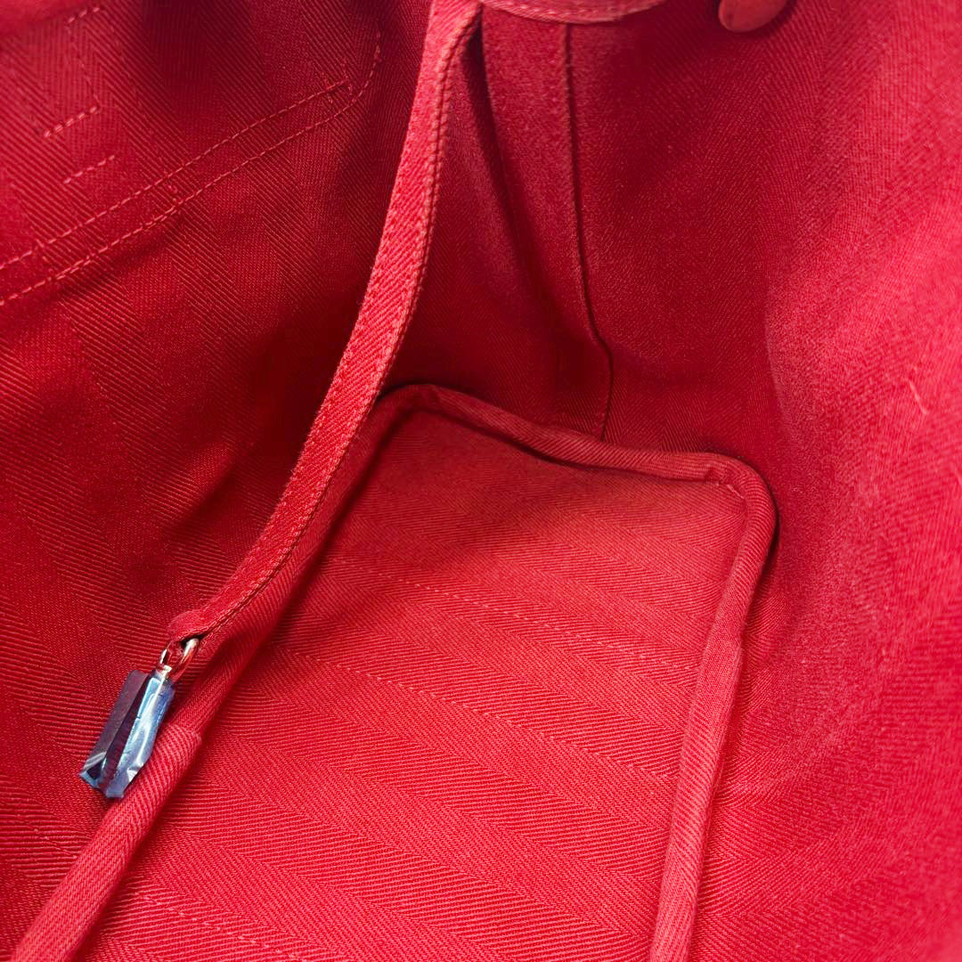 HERMES エルメス ハンドバッグ ヴァルパライソPM トワルシェブロン/レザー レッド □J刻印