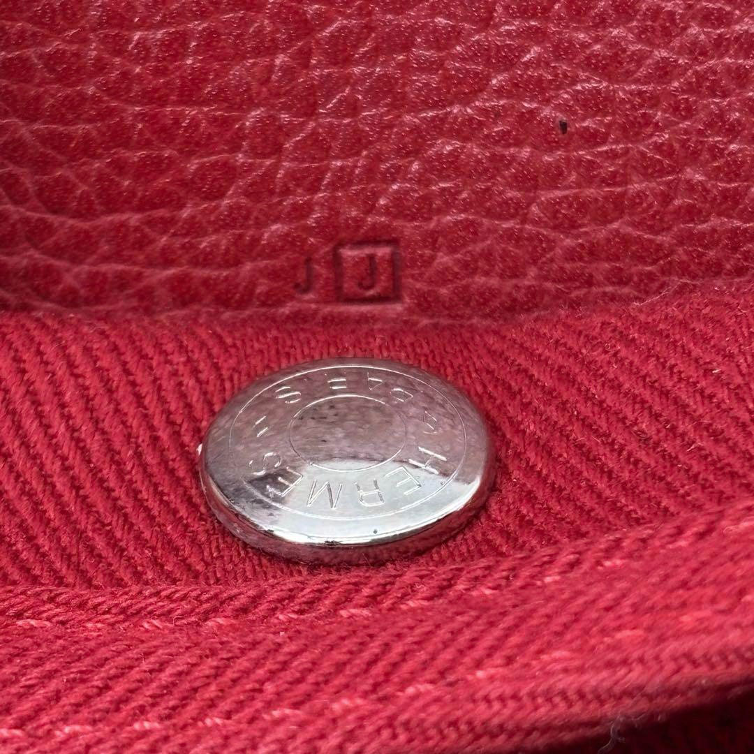 HERMES エルメス ハンドバッグ ヴァルパライソPM トワルシェブロン/レザー レッド □J刻印