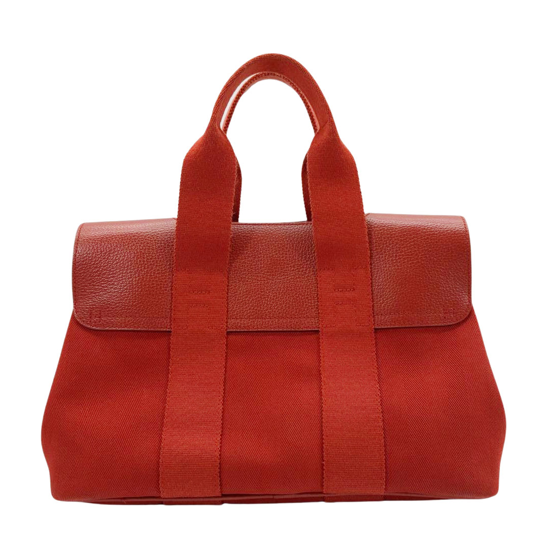 HERMES エルメス ハンドバッグ ヴァルパライソPM トワルシェブロン/レザー レッド □J刻印