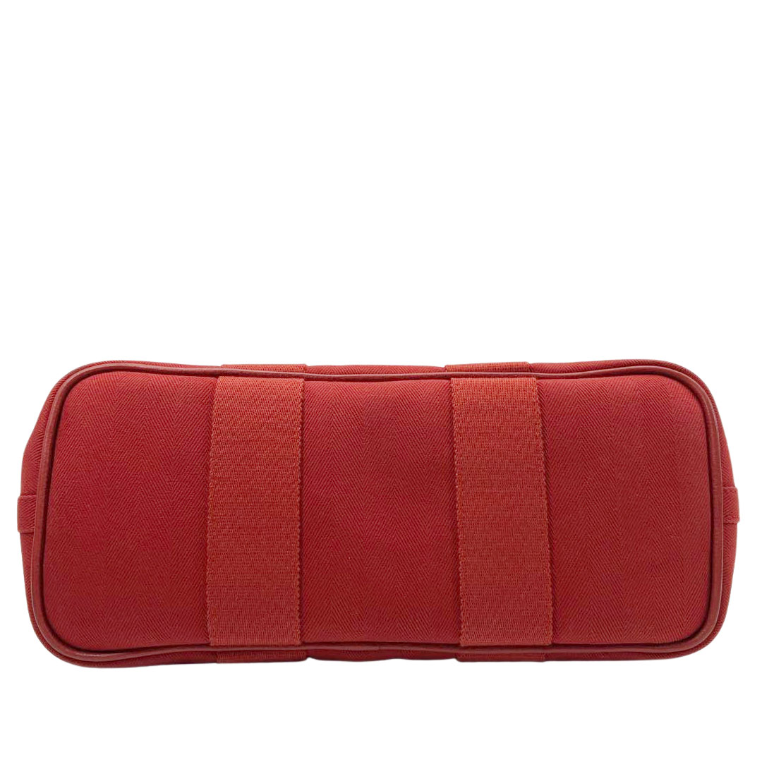 HERMES エルメス ハンドバッグ ヴァルパライソPM トワルシェブロン/レザー レッド □J刻印