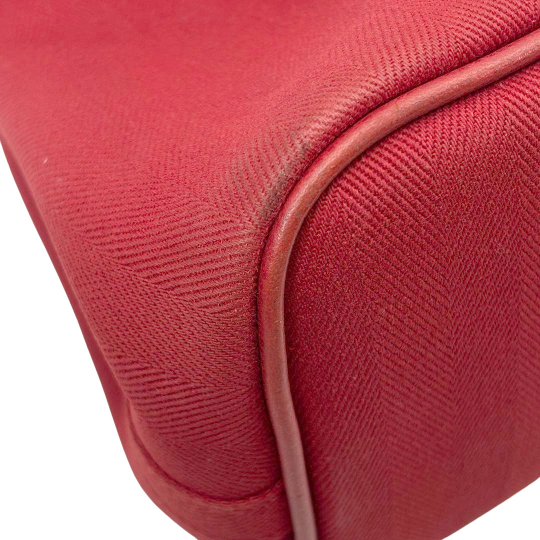 HERMES エルメス ハンドバッグ ヴァルパライソPM トワルシェブロン/レザー レッド □J刻印